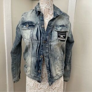 Kids JORDAN CRAIG NWT Distressed Denim Jacket Acid Wash Stretch Grunge size 16